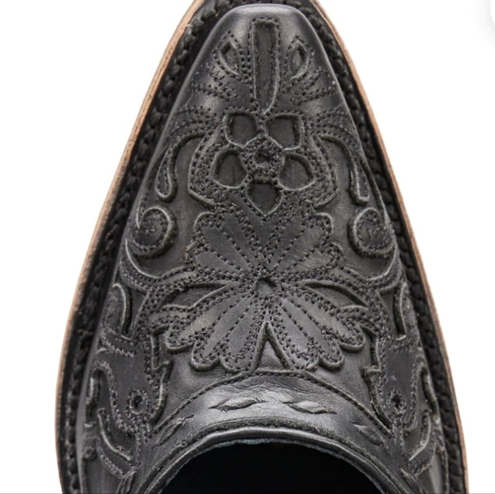 Womens Distressed Navy Leather Applique Shootie - Picture 14 of 14